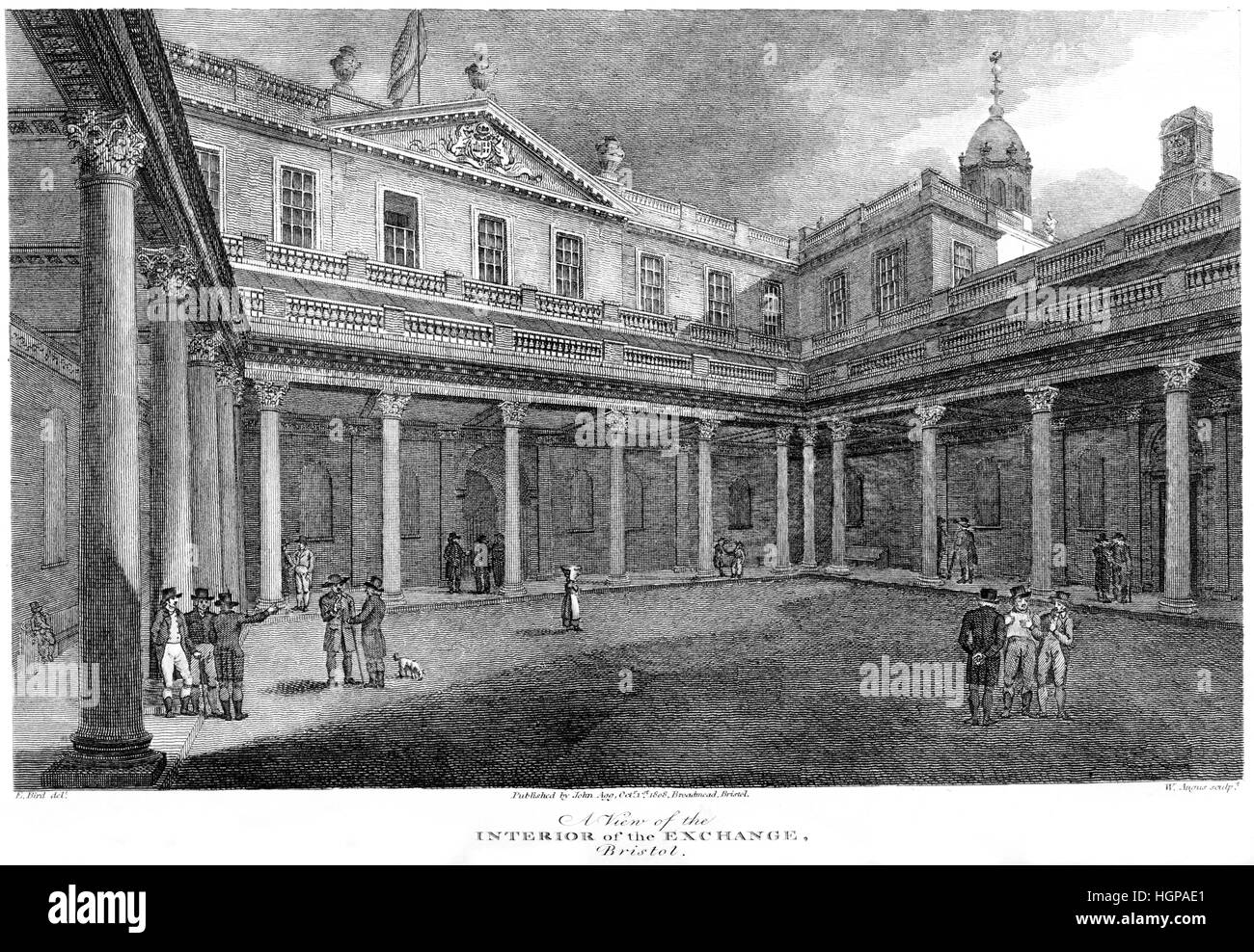 An engraving of A View of the Interior of the Exchange, Bristol in 1808 scanned at high resolution from a book printed in 1816. Stock Photo