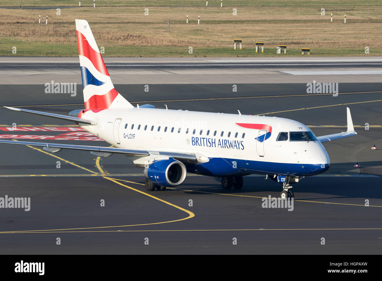 British Airways CityFlyer Embraer ERJ-170STD arriving at Dusseldorf airport. Stock Photo