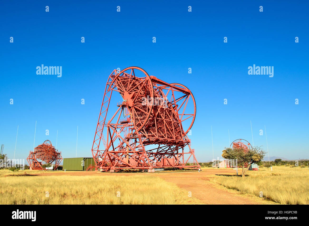 Telescope in the Namib desert in Namibia (HESS, Max Planck Institut) Stock Photo
