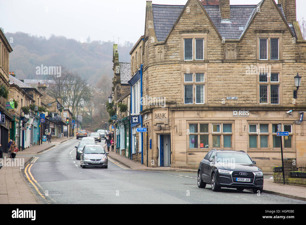 view of bridge street in the Lancashire village of Ramsbottom, near