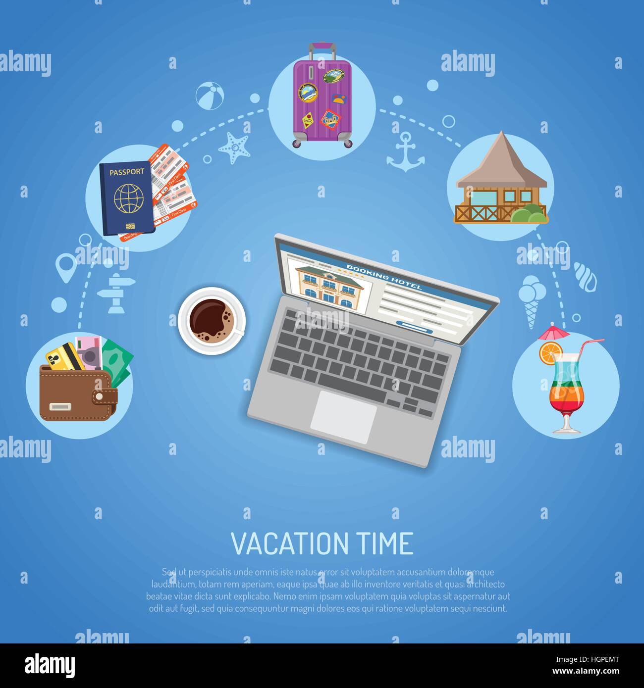 Vacation and Tourism Concept Stock Vector
