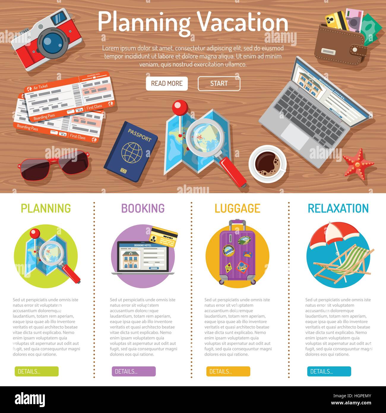 Planning Vacation infographics Stock Vector