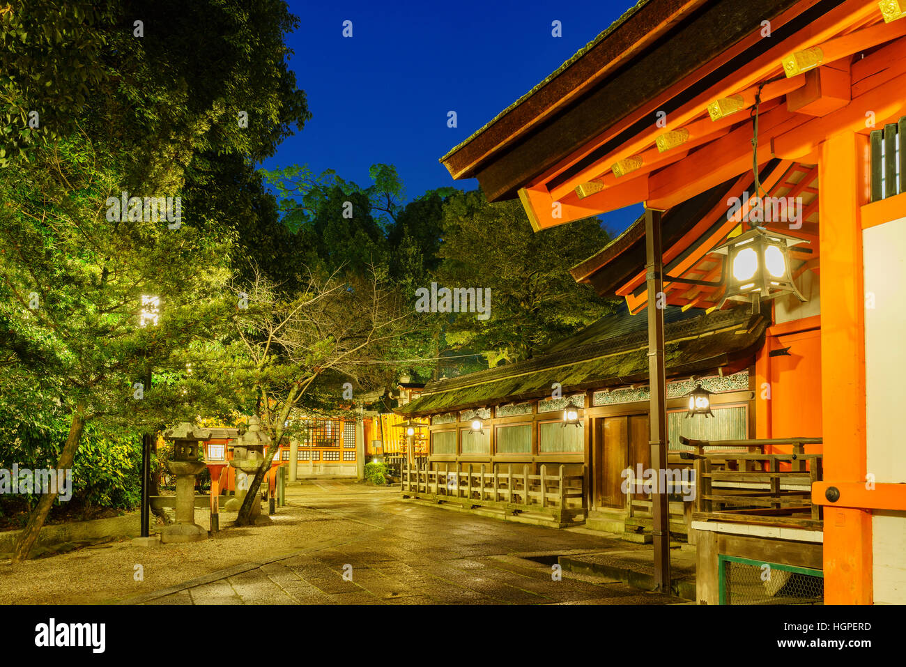 The historical Yasaka Shrine at night, Kyoto, Japan Stock Photo - Alamy