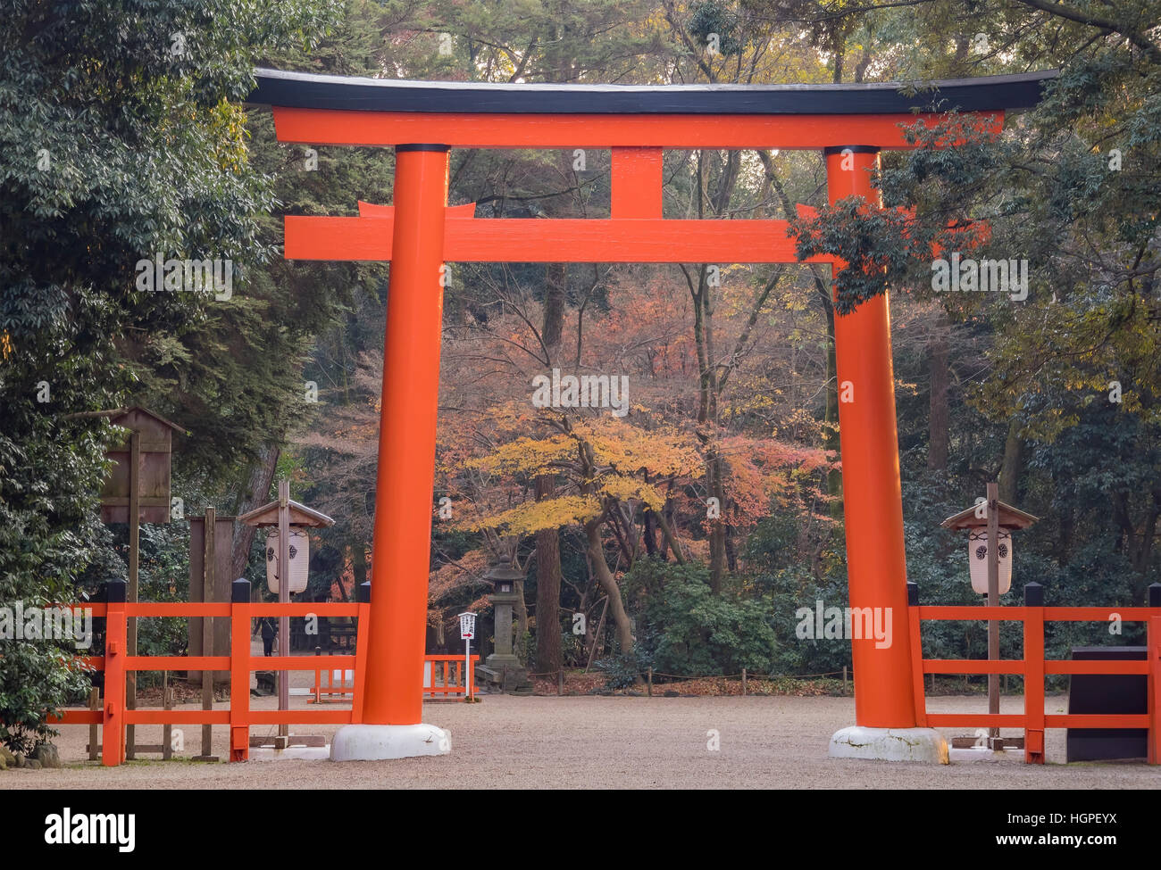 Big red Torii in the famous Shimogamo Jinja at Kyoto, Japan Stock Photo ...