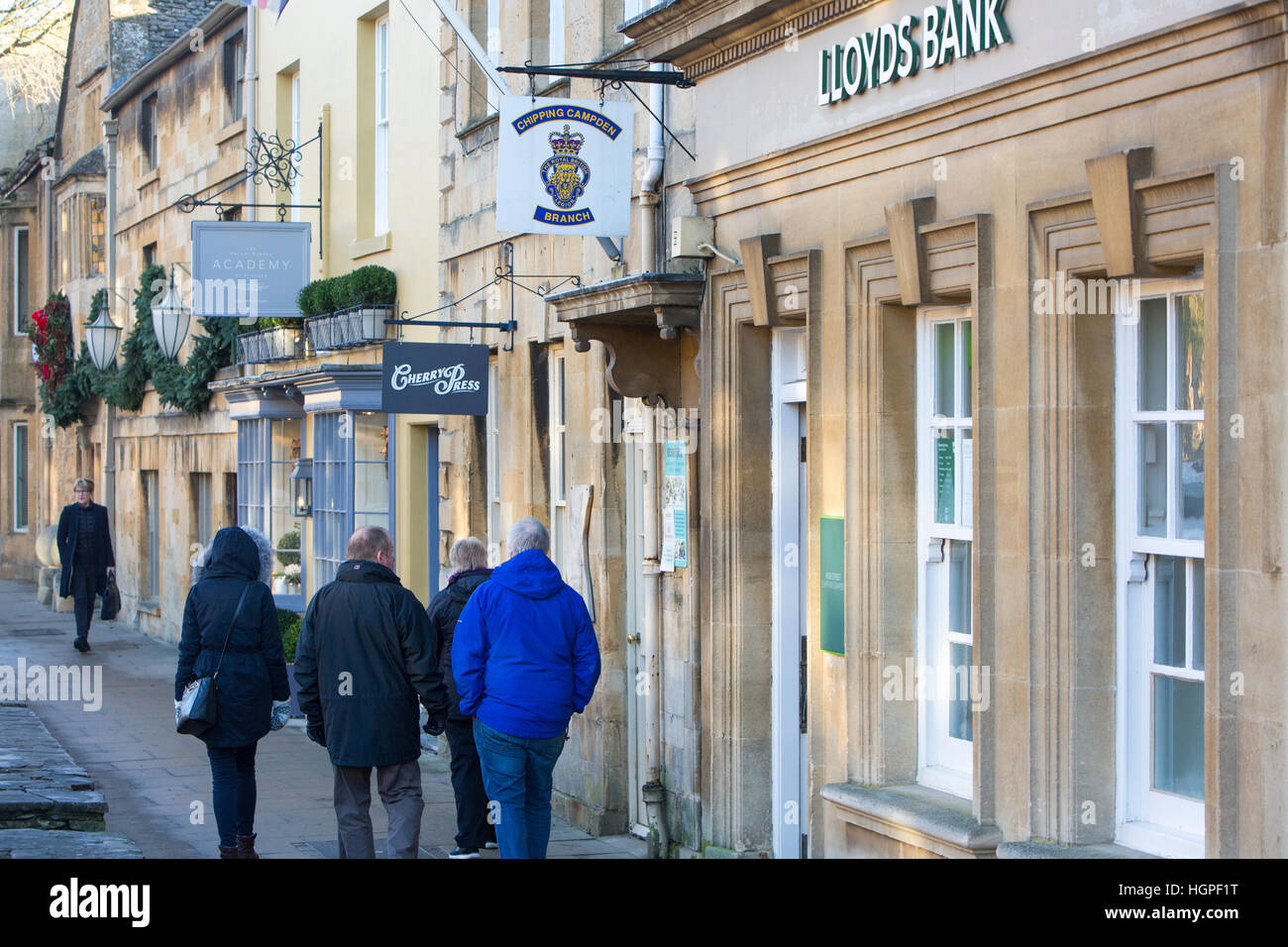 High street of the Cotswold market town of Chipping Campden including