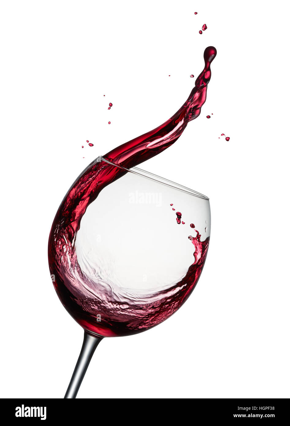 glass of splashing red wine isolated on white Stock Photo