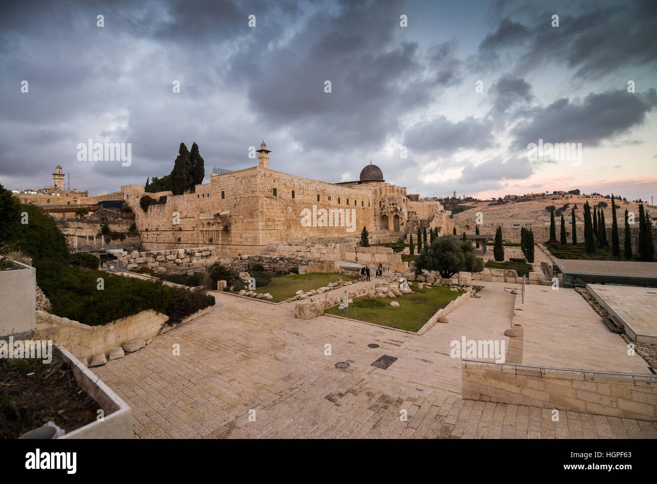 Al-Aqsa Mosque and Jerusalem Archaeological Park, Ophel, Jerusalem, Israel, Middle East Stock Photo