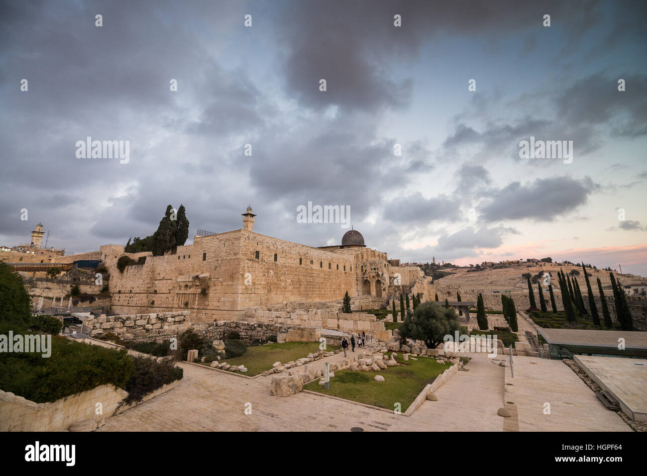 Al-Aqsa Mosque and Jerusalem Archaeological Park, Ophel, Jerusalem, Israel, Middle East Stock Photo