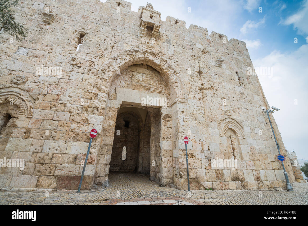 Zion Gate in the southern wall of Jerusalem's Old City is scarred by ...