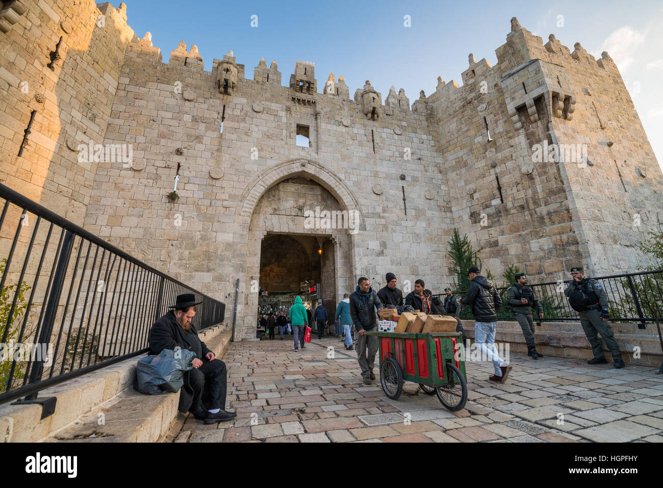 Damascus Gate in the old city, Jerusalem, Israel Stock Photo