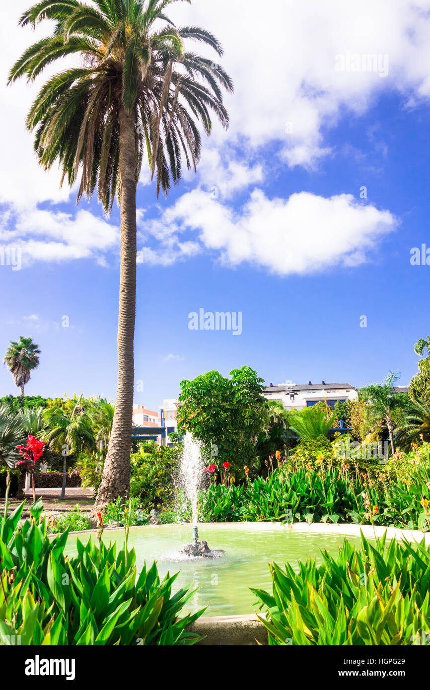 Parque urbano de San Juan. A fountain in San Juan Park in Telde, Gran Canaria Stock Photo