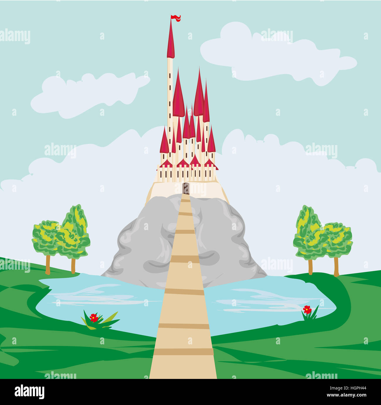 Castle Rook Cartoon Old haunted castle on hill hi-res stock photography and images - Alamy