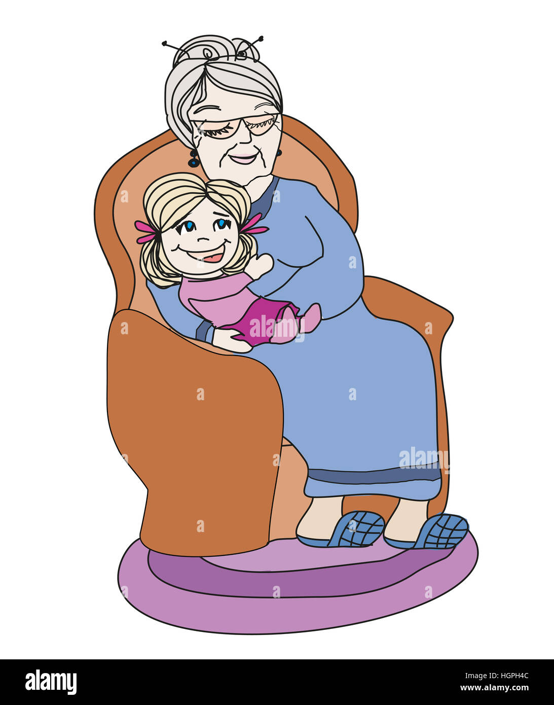 Grandma old woman hand drawn illustration hi-res stock photography and ...