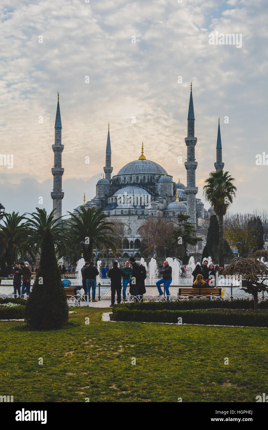 Sultanahmet Mosque Istanbul at sunset Stock Photo
