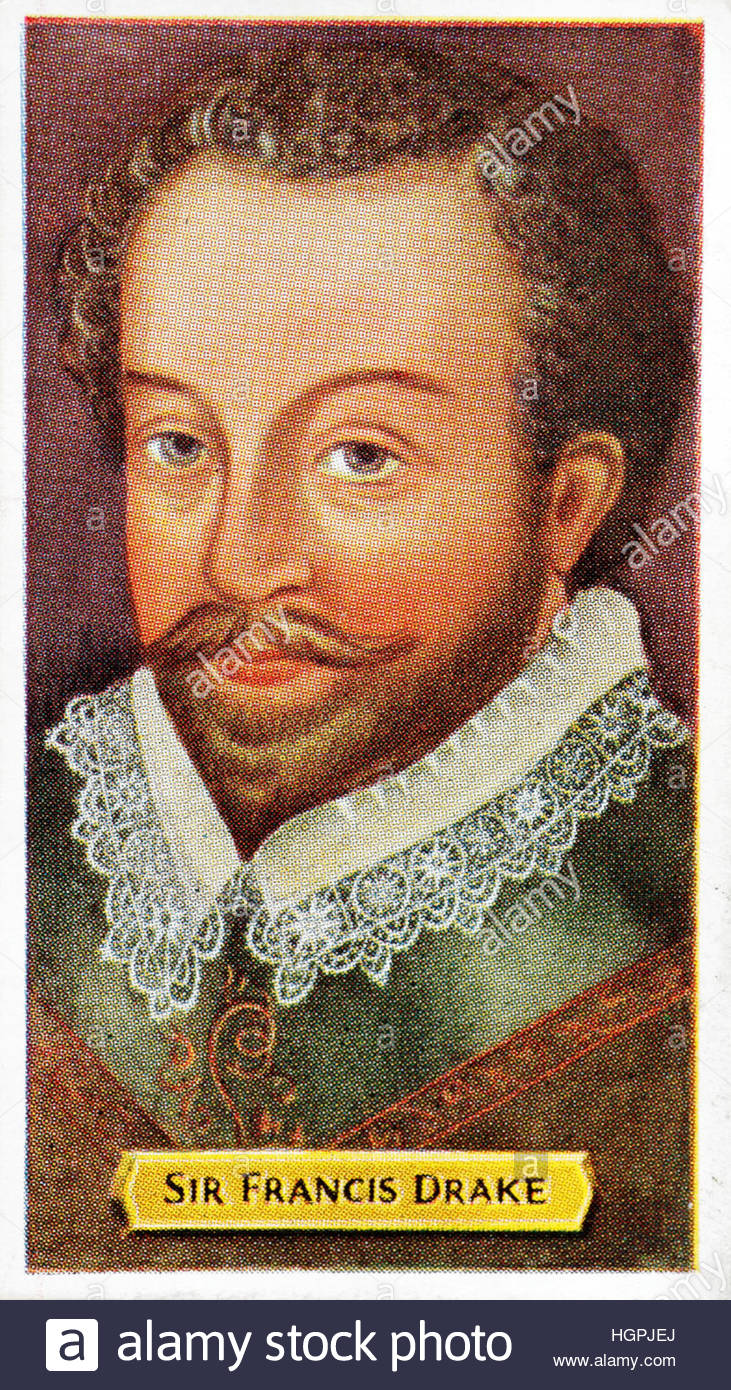 Sir Francis Drake portrait, 1540 – 1596,  was an English sea captain of the Elizabethan era. Stock Photo