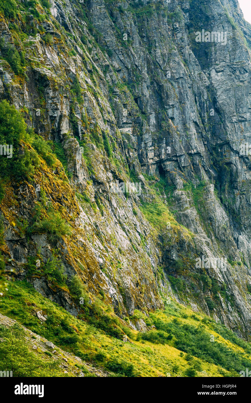 Norwegian Nature Mountain Rock. Natural Background Stock Photo