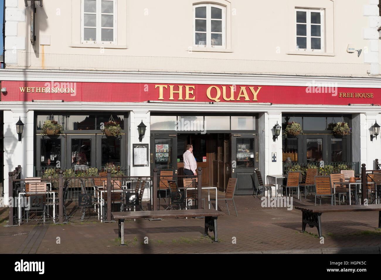 Wetherspoons Pub. The Quay Public House on the Quay in Poole Dorset Stock Photo