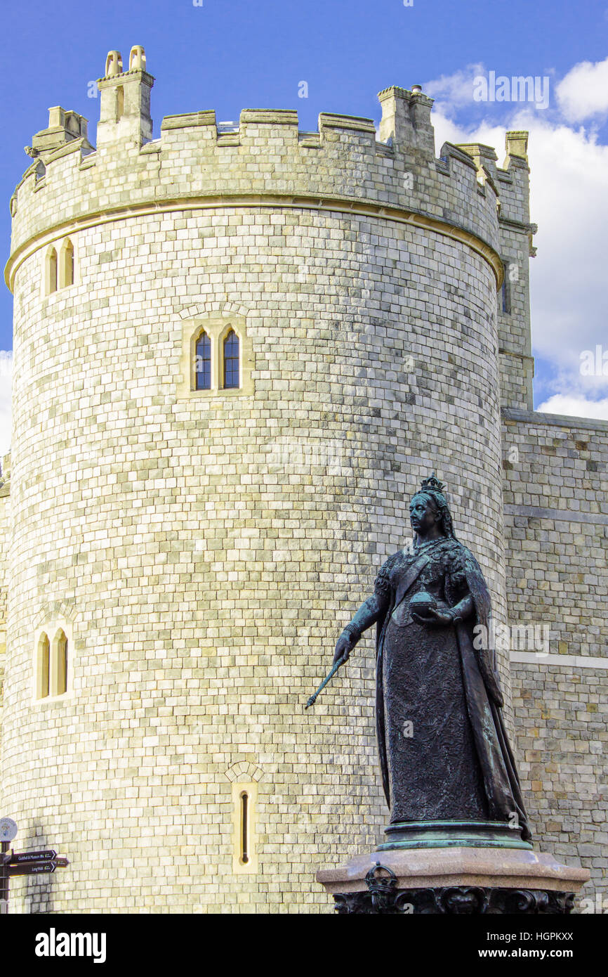 A statue of Queen Victoria outside Windsor Castle. Stock Photo