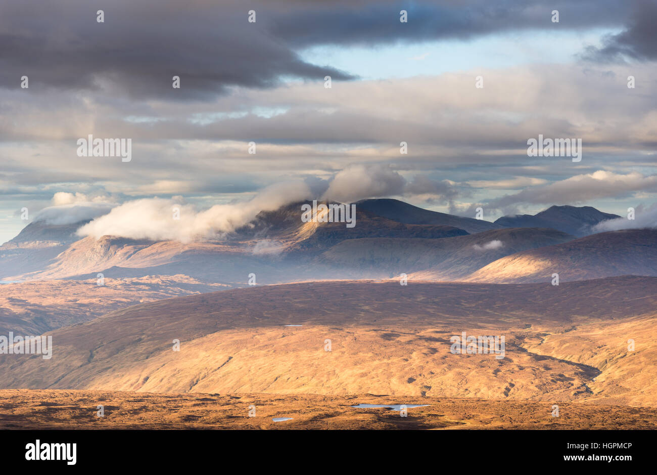 Looking towards an teallach and the dundonnell and fisherfield hills, north-west scotland, UK Stock Photo