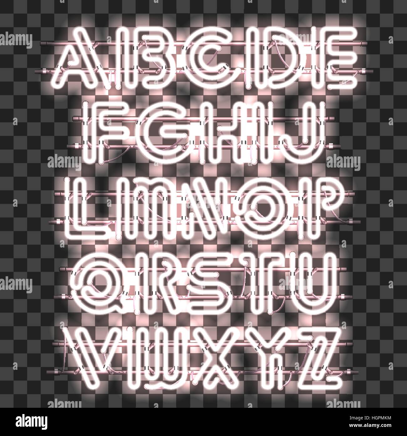 Bright Glowing White Neon Sign Characters Vector Font With Glow Light  Letters And Numbers Lamps Stock Illustration - Download Image Now - iStock