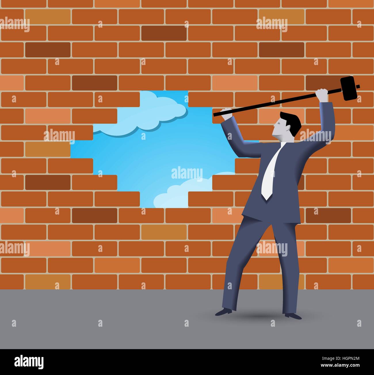 Breaking The Wall Business Concept Confident Businessman In Business Stock Vector Image Art Alamy