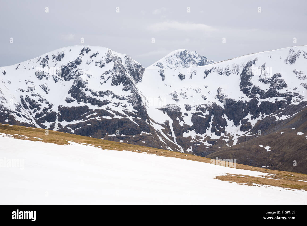 ben Nevis from beinn na soccaich in early May near fort william and ben nevis, scotland, uk Stock Photo