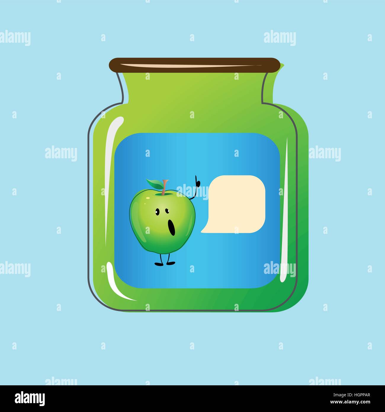 Bank with home canned apples. Vector design Stock Vector