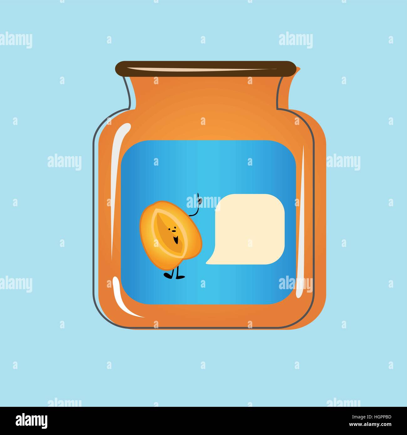 Bank with home canned peaches. Vector design Stock Vector