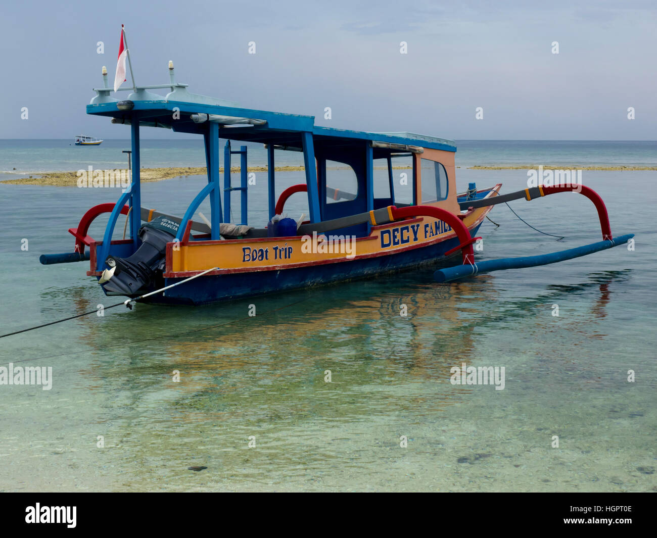 Boot am Strand von Gili Meno Stock Photo