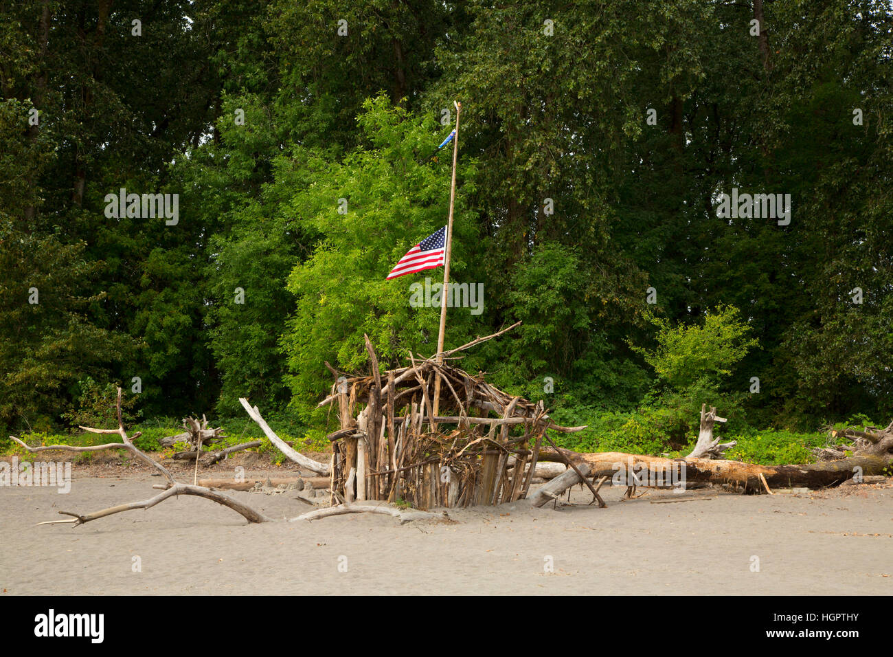 Beach fort on Warrior Rock Trail, Sauvie Island Wildlife Area, Oregon