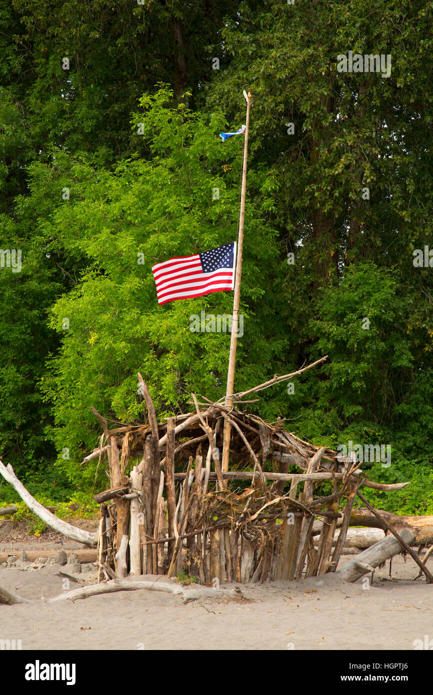 Beach fort on Warrior Rock Trail, Sauvie Island Wildlife Area, Oregon