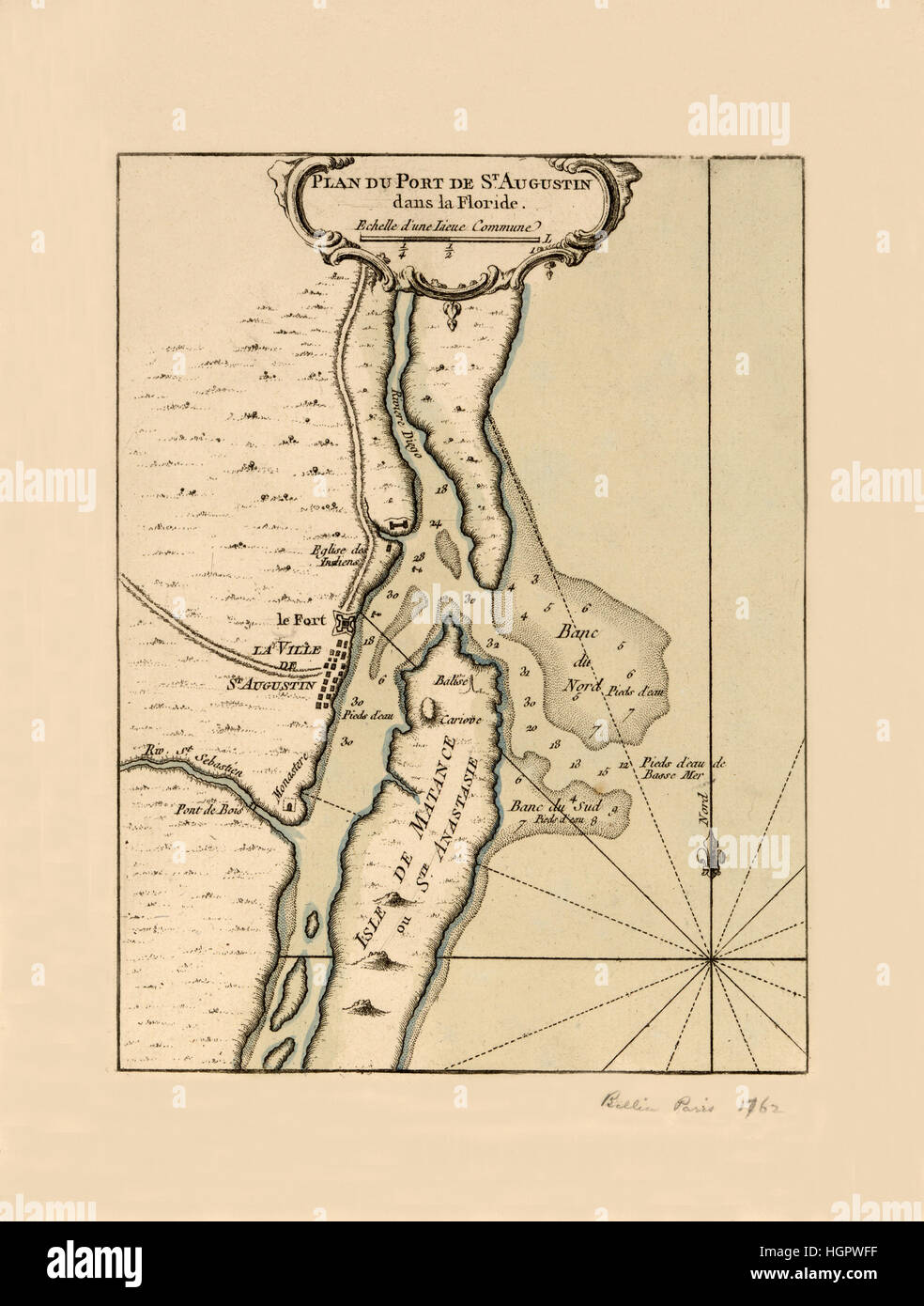 Map of St. Augustine 1762 Stock Photo - Alamy