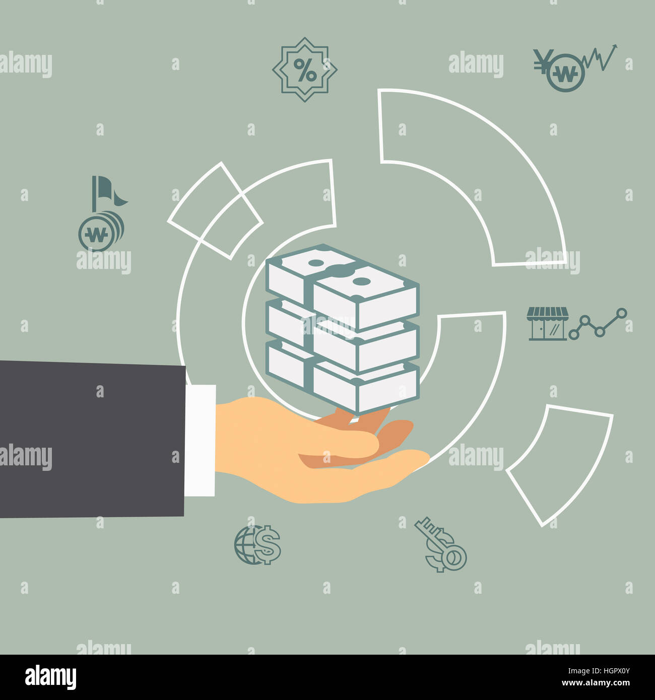 Hand icons money infographic hi-res stock photography and images - Alamy