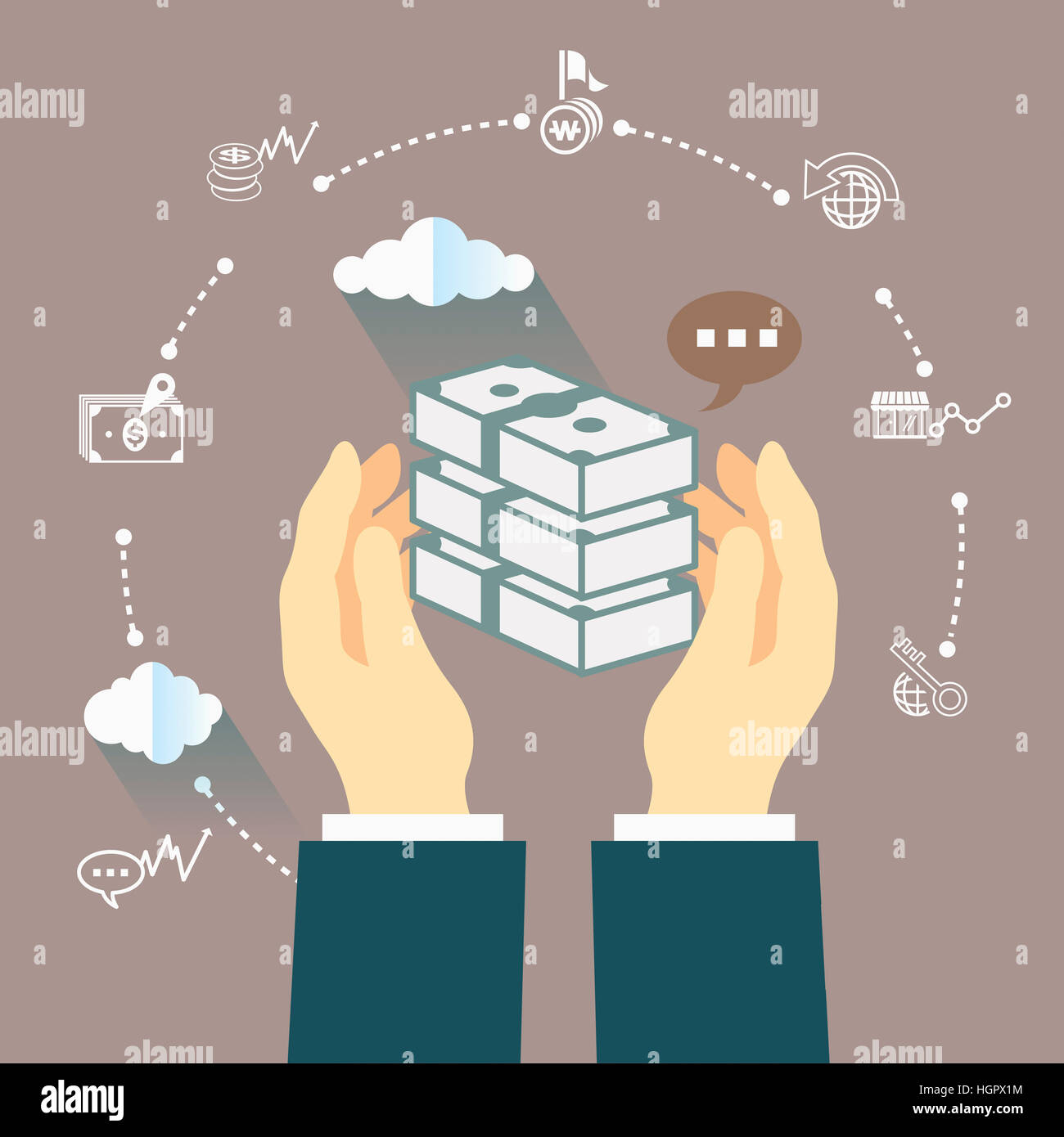 Hand icons money infographic hi-res stock photography and images - Alamy
