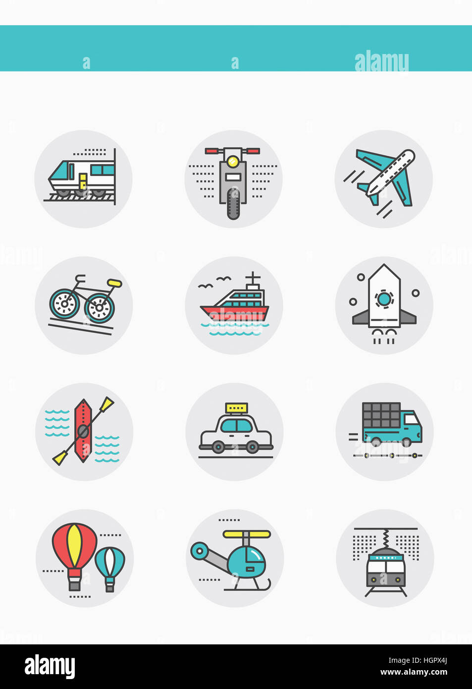 Set of various line icons related to transportation Stock Photo - Alamy