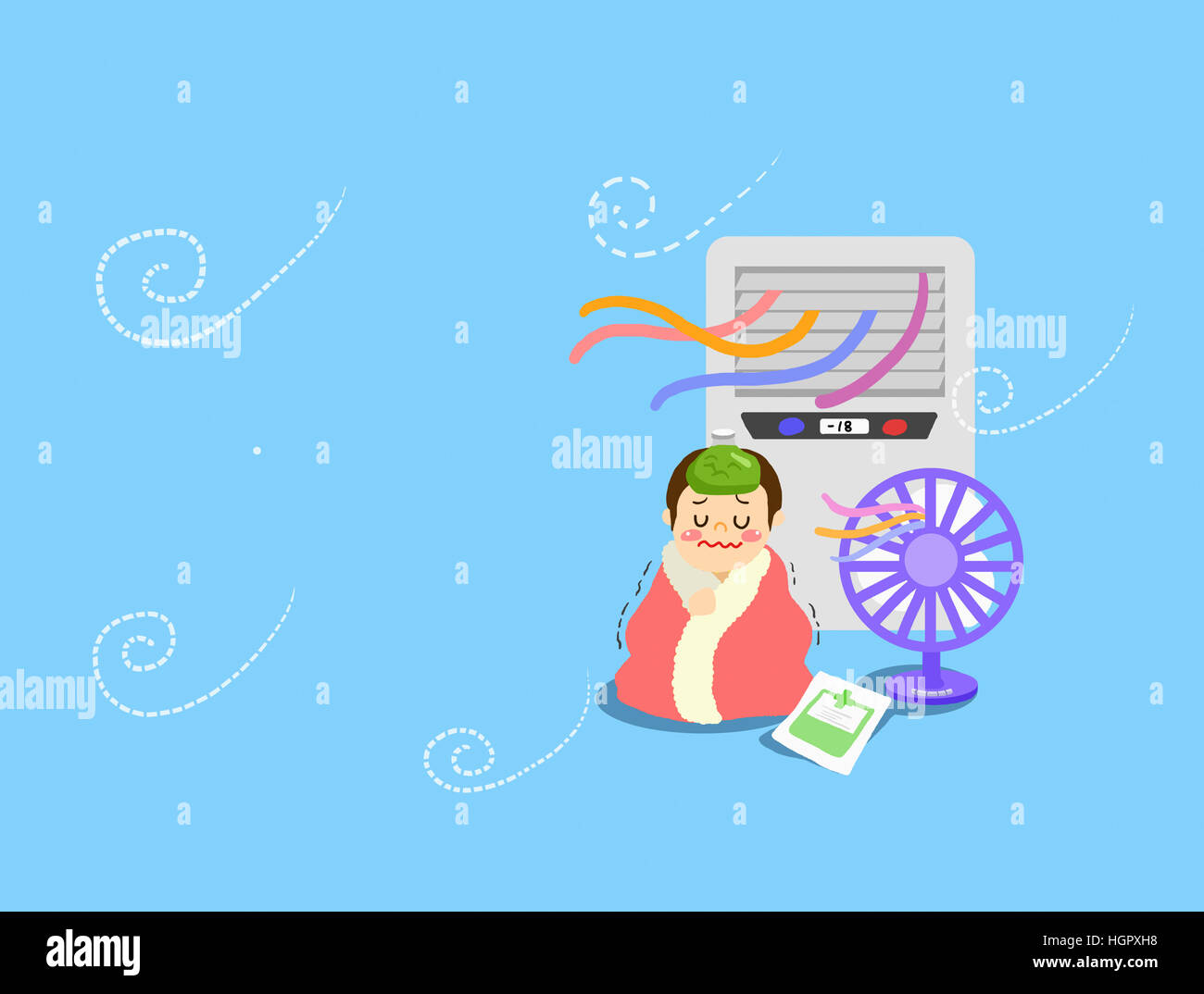 Caution of airconditioningitis Stock Photo Alamy