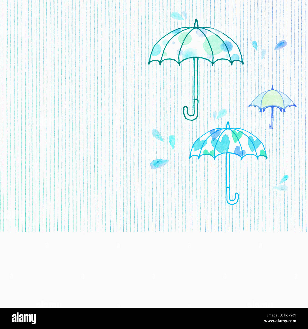 Background Of Summer With Watercolor Umbrellas Stock Photo