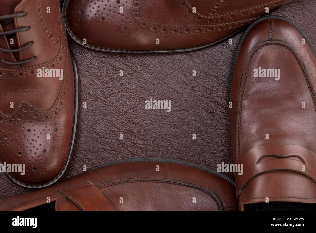 Frame with brown shoes Stock Photo Alamy