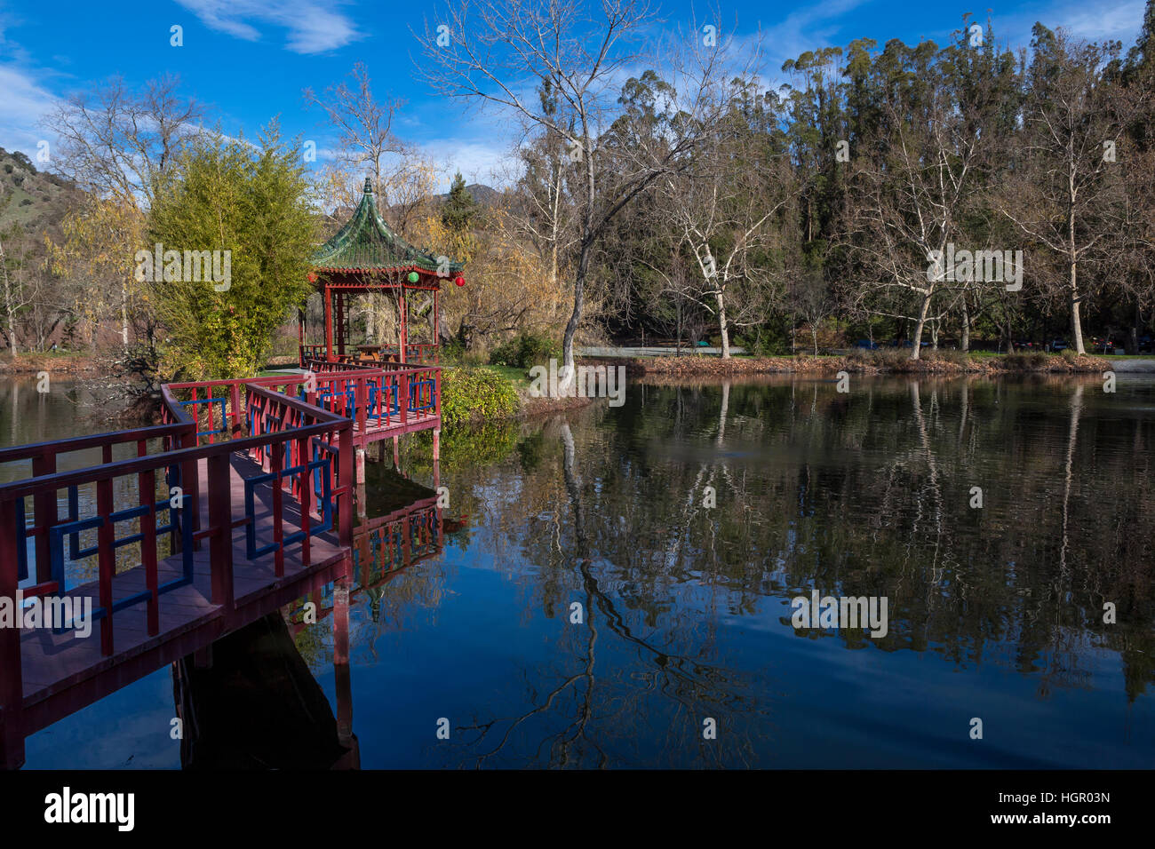 Jade Lake, Chinese garden, Chinese gardens, Chateau Montelena Winery, Calistoga, Napa Valley, Napa County, California Stock Photo