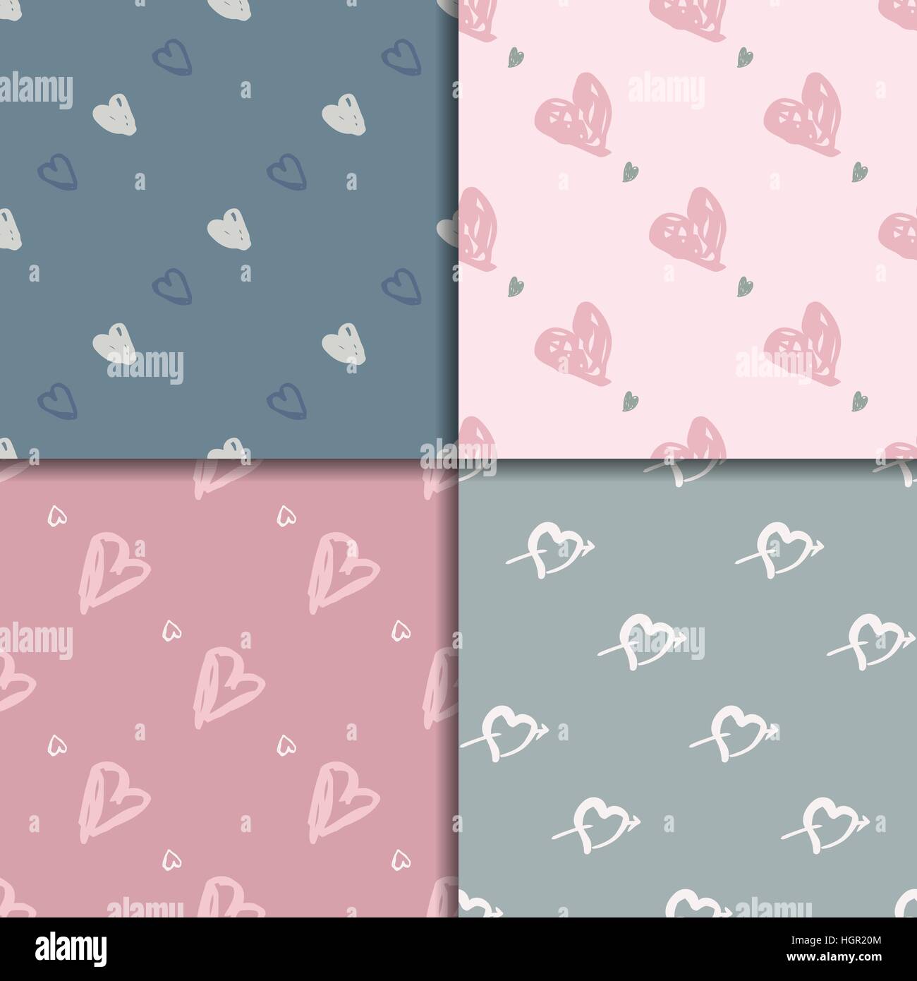 Doodle seamless pattern set with hearts Stock Vector Image & Art - Alamy