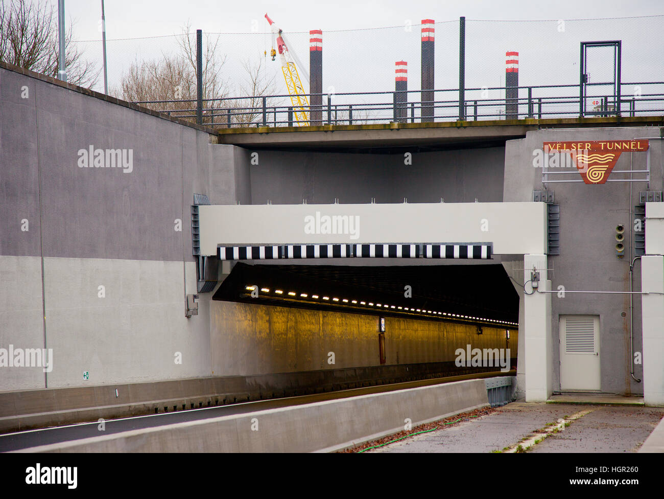 VELSEN, THE NETHERLANDS - January 8, 2017: Entrance of new built tunnel Velsertunnel in Velsen, The Netherlands Stock Photo