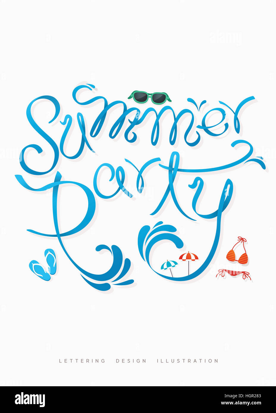 Blue letters of SUMMER PARTY Stock Photo - Alamy