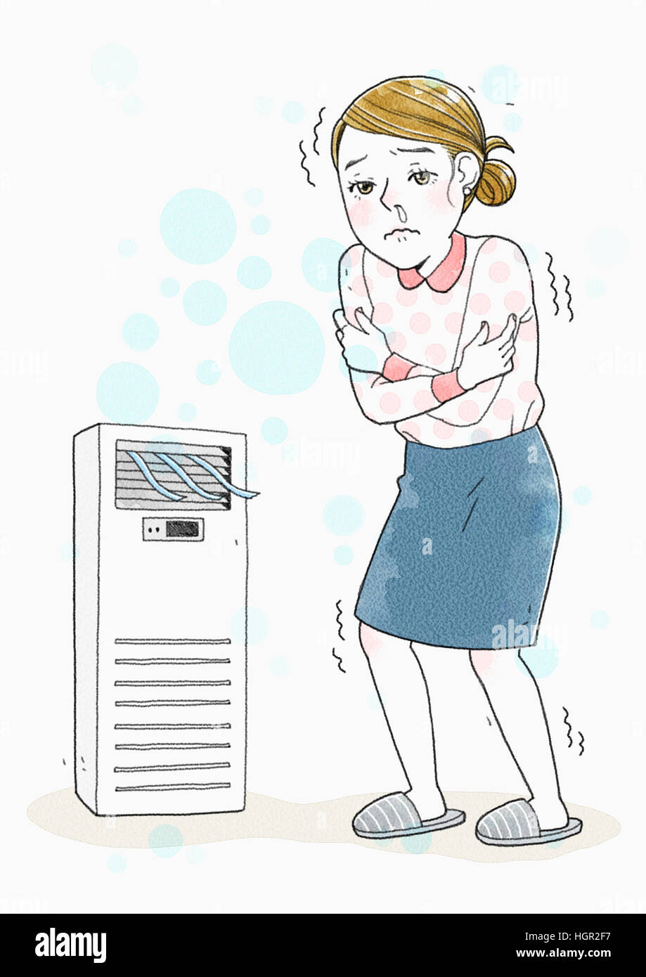 Woman suffering from airconditioningitis Stock Photo Alamy