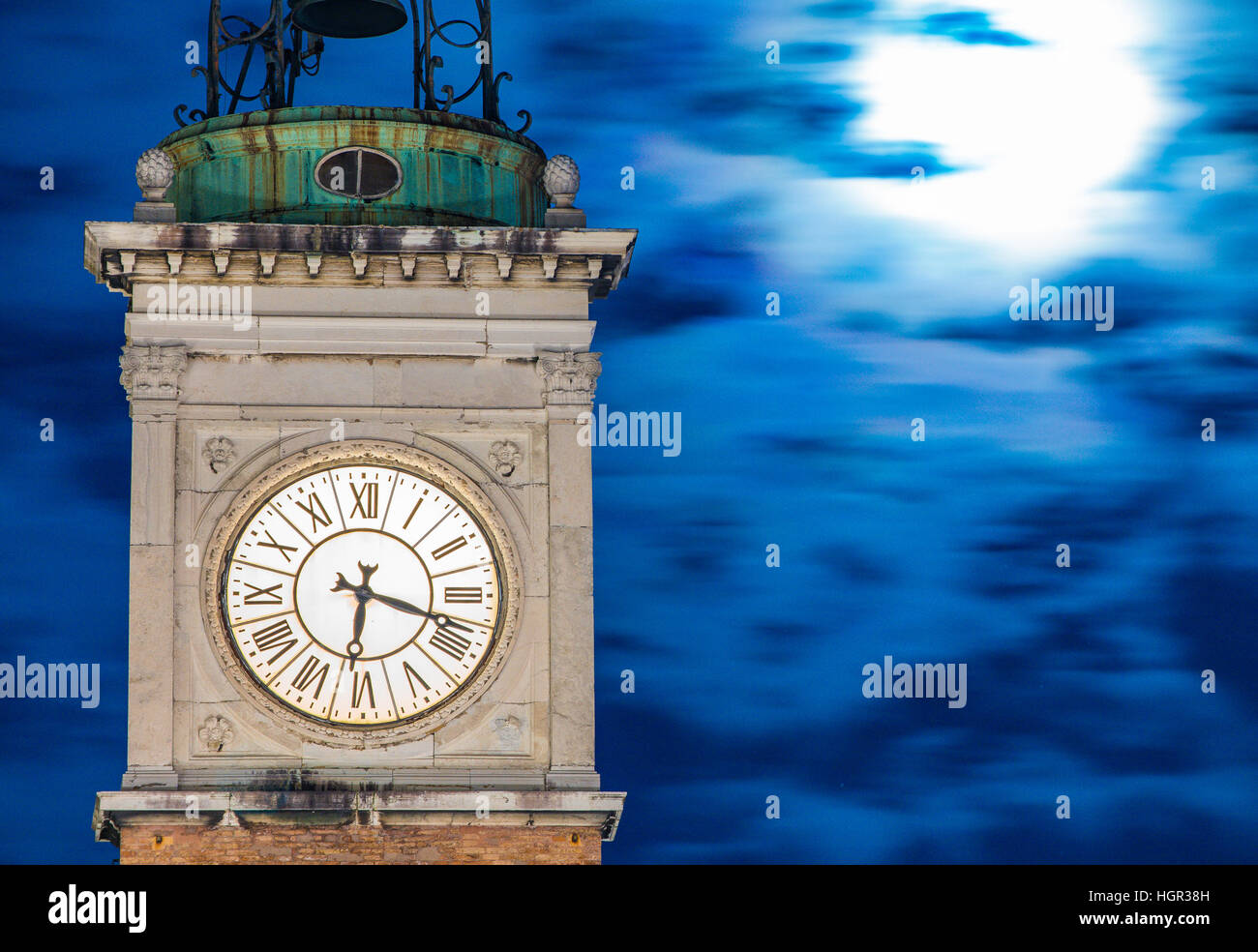 ancient clock tower at night Stock Photo Alamy