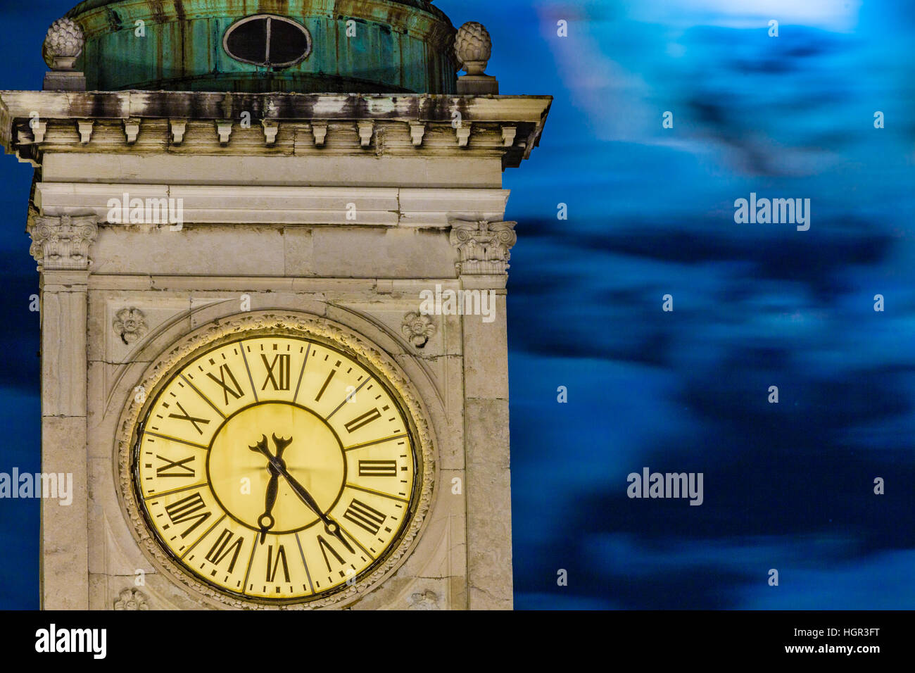 ancient clock tower at night Stock Photo Alamy