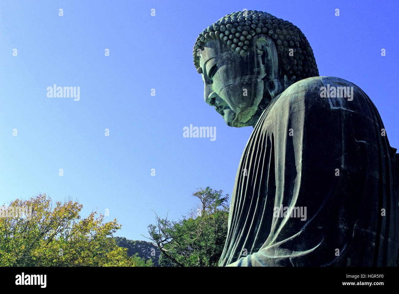 Side view of the Great Buddha of Kamakura, Japan Stock Photo
