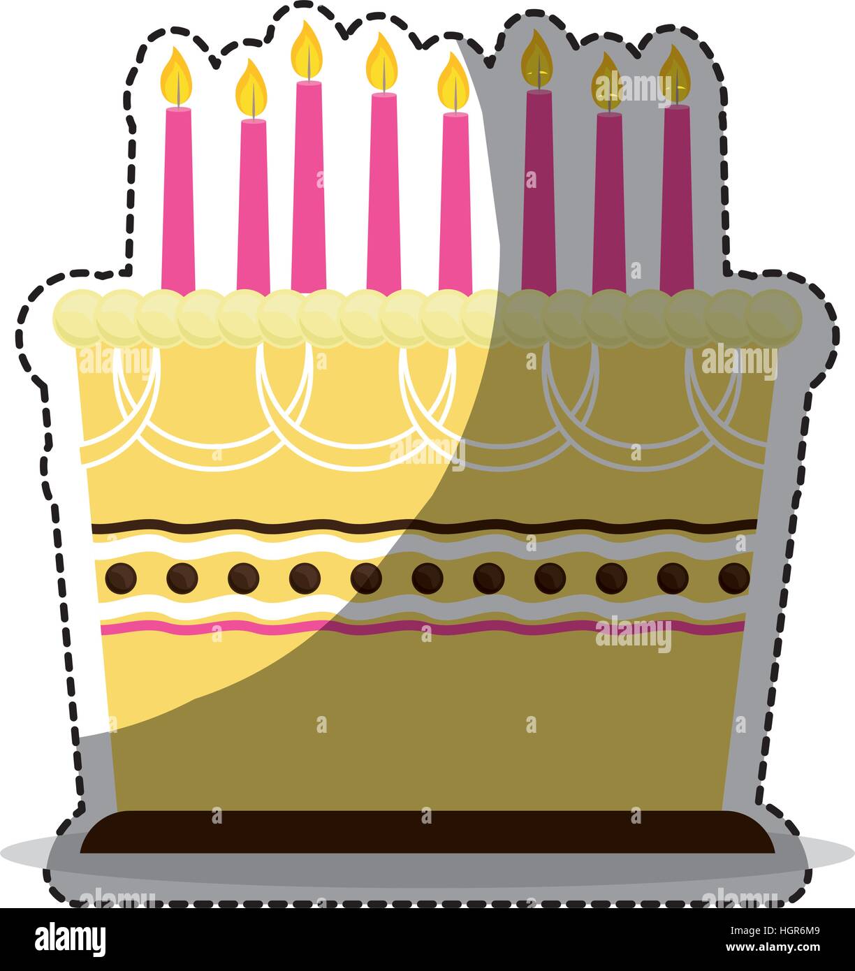 birthday cake with candles icon image sticker vector illustration ...