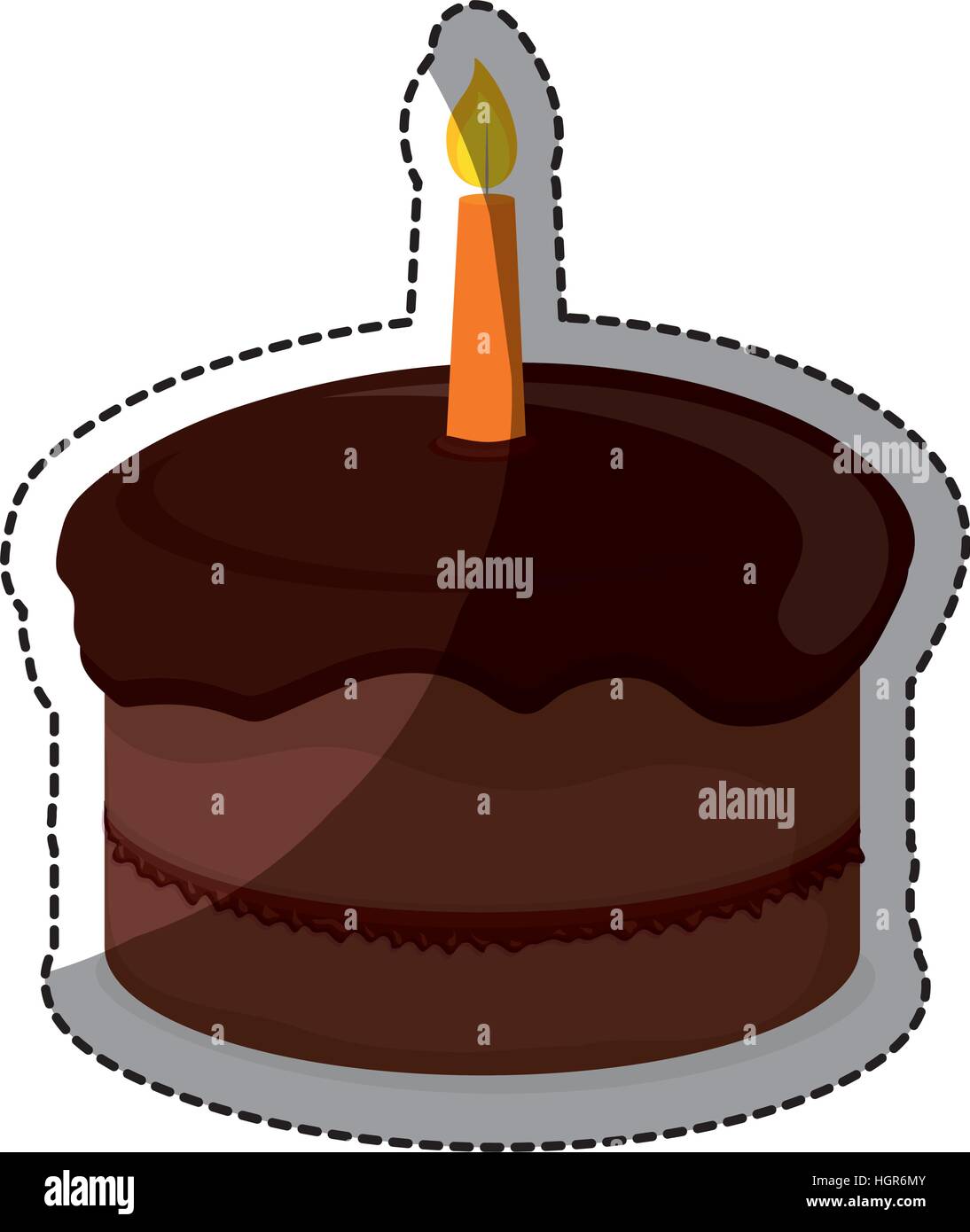 chocolate birthday cake with candles icon image sticker vector