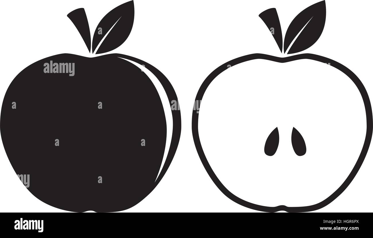 black and white apple icon image vector illustration design Stock ...