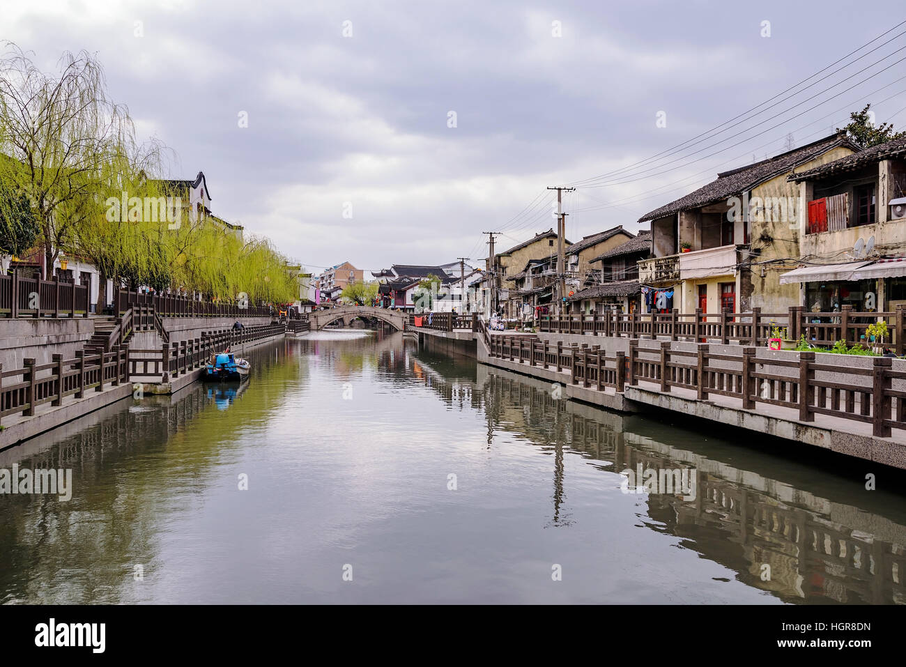 Minhang Qibao ancient water town on a cloudy day in Shanghai Stock Photo - Alamy